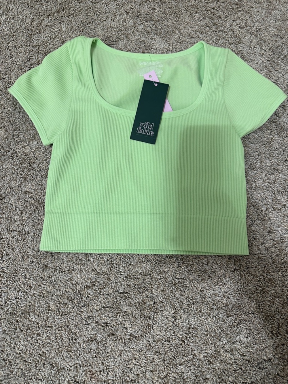 wild fable Lime Green Ribbed Scoop-Neck Crop Top